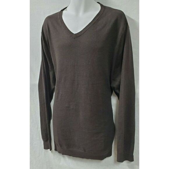 Izod Brown V neck Cotton Sweater Size 4XL Long Sleeve 100% Cotton - Picture 3 of 9